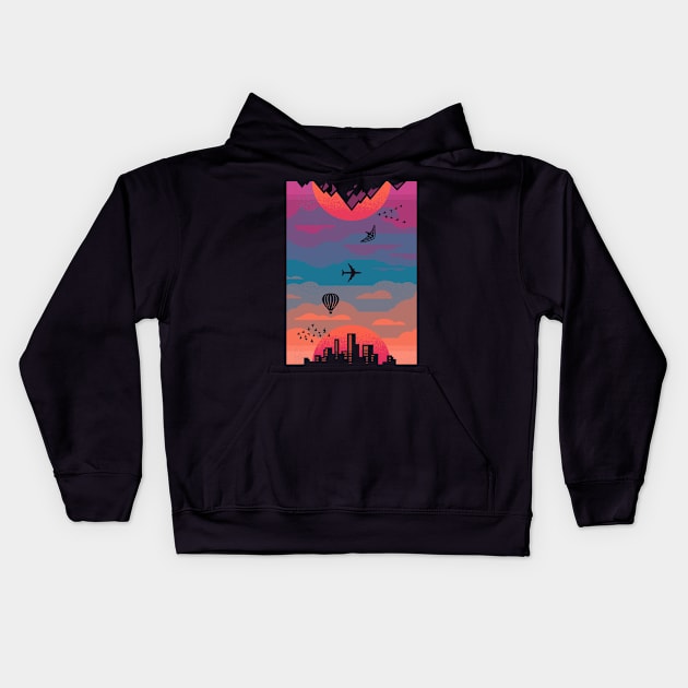 Sunrise to Sunset Kids Hoodie by Waynem